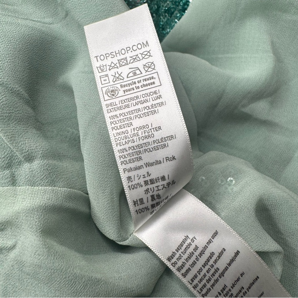 Top Shop Sequin Midi Skirt Size 6 NWT Turquoise Aqua Cocktail Party Boho Glam - Picture 11 of 13